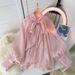 Women’s Clothing French shirt female design 1 light 1 lady style temperament 1 shirt gentle style puff sleeve top female_ecoleips.com