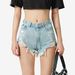 Women's Clothing Flower Hand Painted Ripped Denim Shorts Embroidered Ink High Waist Slim Hot Girl Hot Pants Casual Trend_ecoleips.com