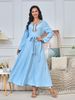 Modest Abaya Dress/Muslim Dress Women 2-Piece Casual Long Sleeve Sweater & Skirt Set - Soft V-Neck Knit Cardigan & Flowy Skirt Combo(S/M/L)_ecoleips.com