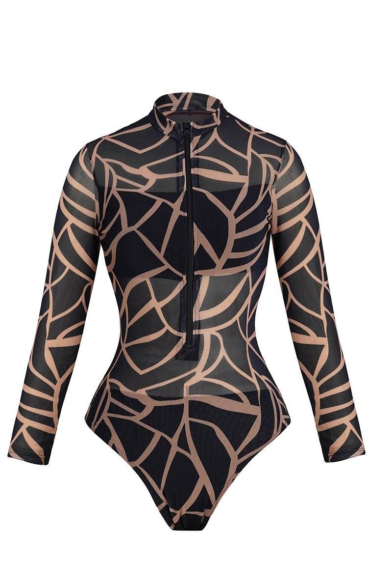 Women's Long Sleeved One Piece Swimsuit SPF Sun Protection European American Style Cross Border Long Pants 2026_ecoleips.com