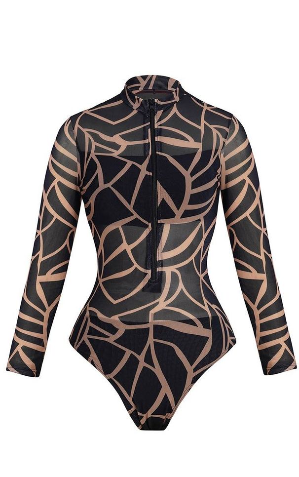 Women's Long Sleeved One Piece Swimsuit SPF Sun Protection European American Style Cross Border Long Pants 2026_ecoleips.com
