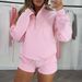 Women's Casual Two Piece Set Zipper Sweatshirt With Shorts Autumn Winter Clothing_ecoleips.com