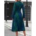 In Stock 2025 New Spring Autumn Foreign Trade Cross-Border European And American Printed Elegant Shirt Long Sleeve Dress_ecoleips.com