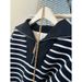Real Shot Of Foreign Trade Hong Kong Half-zip Polo Collar Striped Sweatshirt For Women, Spring And Autumn Thin Loose_ecoleips.com