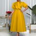 plus Size Women's Solid Color Large Skirt Dress European American Style Bow Knot Detail Regular Thickness Summer Fashion_ecoleips.com