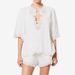 Women's Loose Fit V Neck Hollow out mid Length Sleeve Shirt Versatile Top for Spring/Summer New Niche Style_ecoleips.com
