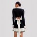 Women's Clothing Autumn New Bow Tie Ruffle Knitted Skirt Pearl Button Long Sleeves_ecoleips.com