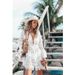 Women's summer sexy v-neck sunscreen lace beach Cover-up dress_ecoleips.com