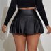 Pleated PU Skirt Women's Nightclub Sexy Hot Girl Ultra Short Group_ecoleips.com
