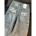 Women's High-Waisted Retro Wide-Leg Jeans – Vintage Letter Print & Comfort Fit (S-XL, Light Blue)_ecoleips.com