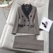 Women's Clothing houndstooth small suit jacket Women's Mid-length slim temperament suit jacket professional suit_ecoleips.com
