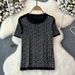 Women's Clothing Diamond Round Neck Short Sleeved T Shirt Women's Versatile Bottoming Shirt Foreign Style Retro Chic Top Trend_ecoleips.com