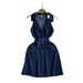 Women's Clothing Denim Skirt Retro Suit Collar Diamond Pattern Mechanism Waist Slimming Dress_ecoleips.com