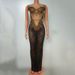 Women's Clothing Sexy Sheer Gold Sequin Embellished Elegant Evening Dress High Waist Long Gown With Rhinestone Details For Parties & Special Occasions_ecoleips.com