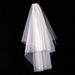 Simple Double-Layer Bridal Veil With Metal Comb – Short Wedding Veil For Ceremony, Party & Photo Shoots, 60-80cm Length (White/Beige/Black)_ecoleips.com