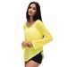 Loose V Neck Long Sleeved Cover Up, Pleated Waist Slimming Sports T Shirt, Lightweight Quick Drying Yoga Top, D26100_ecoleips.com