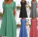 Women's Clothing Women's Solid Color V Neck Short Sleeve Dress With Pocket Autumn Fashion Personalized Clothing_ecoleips.com