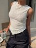 Women's Y2K Double-layer Lace Slim Shoulder Strap Vest - Asymmetrical Hem, Round Neck, Lightweight Summer Shirt,_ecoleips.com