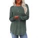 Women’s Long Sleeve Blouse – Relaxed Fit Round Neck Tunic Top With Side Slits (10 Elegant Colors, Polyester Stretch, Office & Casual Wear)_ecoleips.com