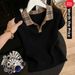 Stretch Cotton Casual Contrast Collar Polo Shirt For Women, Comfortable Breathable T-Shirt With Collar, Summer Fashion Top For Ladies And Mature Women_ecoleips.com