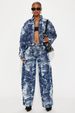 New Women's Rock Pattern Jacquard Denim Jacket And Trousers Set American Clothing_ecoleips.com