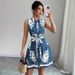 Women's Clothing New Style Tie Waist Printed Sleeveless Dress_ecoleips.com