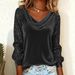 2025 New European And American Cross-Border Fashion Women's Velvet Turtleneck Sequin Patchwork Long Sleeve T-Shirt_ecoleips.com