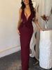 Mozision Halter Deep V Neck Sexy Maxi Dress Women Gown Elegant Off-shoulder Backless Sleeveless Ruched Skinny Club Party Dresses_ecoleips.com