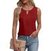 Cross-border European And American Women's Clothing 2025 Summer New Pleated T-shirt V-neck Hollow Sleeveless_ecoleips.com