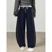 Blue Banana Pants Women's Autumn New High End Elastic Waist Solid Color Large Size Curved Knife Pants Casual Women's Pants_ecoleips.com