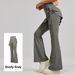 Juyitang Women's Wrinkled Flared Skirt Pants Hip Lifting Yoga Sportswear Slightly Flared Fake Two Piece Raised Waist_ecoleips.com