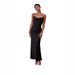 Women's Clothing Women's Draped Neck Glossy Satin Party Dress Long Skirt New Style_ecoleips.com