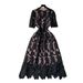 Women's Clothing Water Soluble Lace Hollow Quality Medium Length Holiday Dress_ecoleips.com