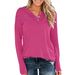 Women's Solid Color Knitted Long Sleeve Crew Neck Casual Button Up Top Independent New Arrival Autumn_ecoleips.com