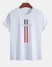 Casual White Patterned T-shirt Print, Short Sleeved Round Neck 100% Cotton T-shirt Top-2_ecoleips.com