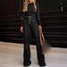 Women's Clothing High Waist Slim Fit Jeans Button Detailing Spring Flared Trousers Solid Color Regular Thickness_ecoleips.com