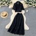 Elegant French Lace Outfit Set Women's Spring Autumn Fashion Office Wear Short Sleeve Top With High Waist Skirt_ecoleips.com