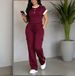 Women's Casual Two Piece Set Spring Summer Crew Neck Short Sleeve Top High Waisted Drawstring Loose Fit Cargo Pants_ecoleips.com