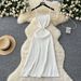 Elegant Ribbed Knit Slip Dress for Women Soft Summer Bodycon Midaxi Dress Versatile Stretchy Camisole Dress for Layering_ecoleips.com