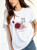 Women Crew Neck Short Sleeve T Shirt Love Yourself Rose Butterfly Floral Graphic Tee Vintage Botanical Loose Casual Summer Streetwear Tops_ecoleips.com