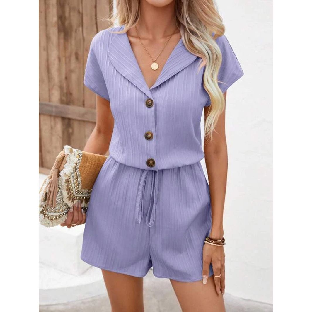 Women's Clothing Summer Suit Cardigan Bat Sleeve Waist Shorts Casual Fashion_ecoleips.com