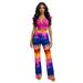 Women's Clothing High Waisted Solid Color Fashion Women's Two Piece Set Paired With Printed Pants Top For Formal & Casual For Women_ecoleips.com