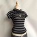 2025 Summer New European And American Style Trendy Retro High Collar Striped Slim Fit Short Sleeve T-Shirt Top In Stock_ecoleips.com