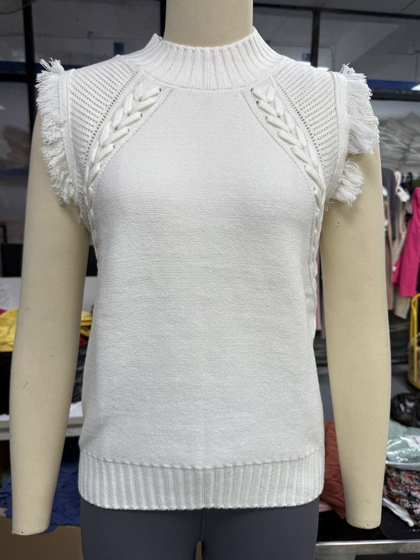 Women's Clothing Ladies Woolen Tops Casual Knitted Sleeveless Sweater Vest_ecoleips.com