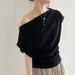 Slash Neck T-shirts For Women Elegant Off Shoulder Design Solid Summer Tops Short Sleeve Fashion Ladies Casual Clothing Simple_ecoleips.com