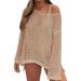 Women's Clothing Thin And Sexy Hollow Long Skirt Pullover Beach Cover Up Knitted Sweater Women's Bikini Sunscreen Cover Up Beach Skirt_ecoleips.com