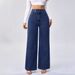 Women's High-Waisted Wide-Leg Jeans Retro Dark Blue Button Design Autumn Winter plus Size Casual Comfortable Fit_ecoleips.com