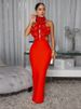 K New Sexy Dress With Hanging Neck And Big Flower Evening Dress For Women_ecoleips.com
