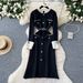 "Elegant Long Sleeve Maxi Dress With Metallic Buttons – Slim Waist & Side Slit For Timeless Sophistication"_ecoleips.com