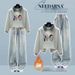 Stylish Winter Outfit Set - Fleece-Lined Polo Collar Sweatshirt With Elastic Waist Drawstring Jeans, Comfortable & Warm Casual Wear For Men And Women_ecoleips.com